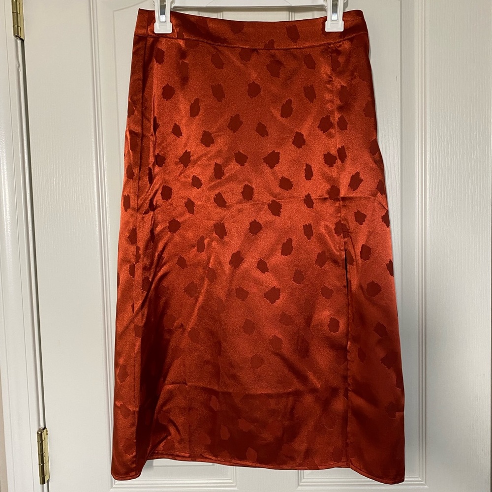 Satin Spotted Midi Skirt